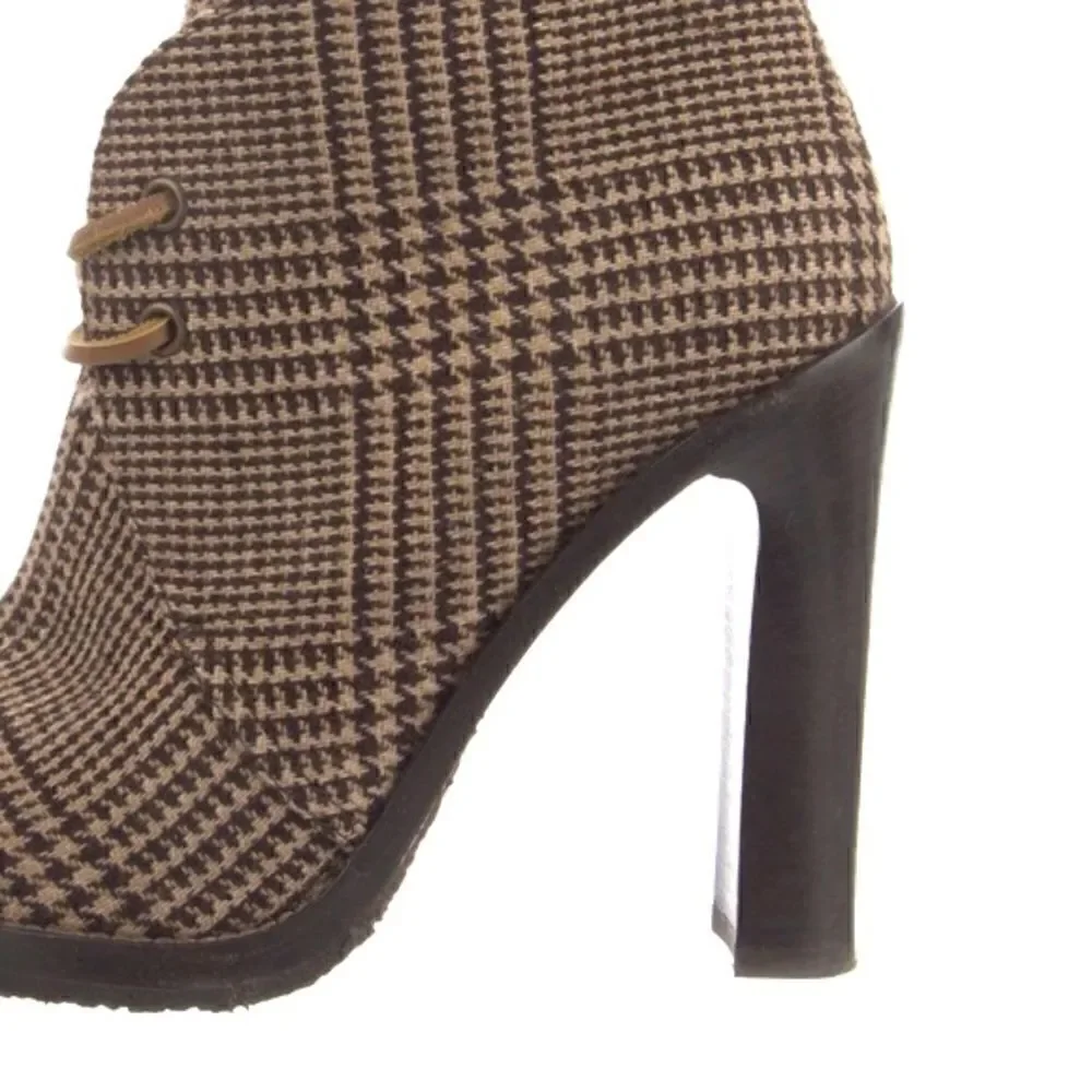 Ralph Lauren Fall 2021 Brown Glen Plaid Wool Flannel Jaylen Bootie